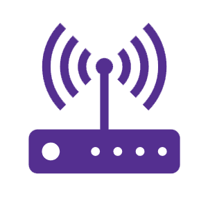 WiFi symbol with purple transmitter box and antennae