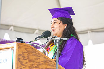 San Juan College Graduate giving commencement speech.